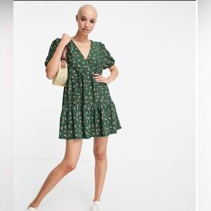 ASOS Dark Green Floral Mini Dress